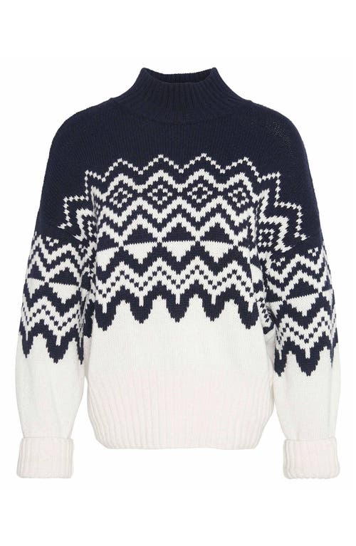 Shop Barbour Gwyn Fair Isle Cotton & Wool Blend Sweater In Cloud White