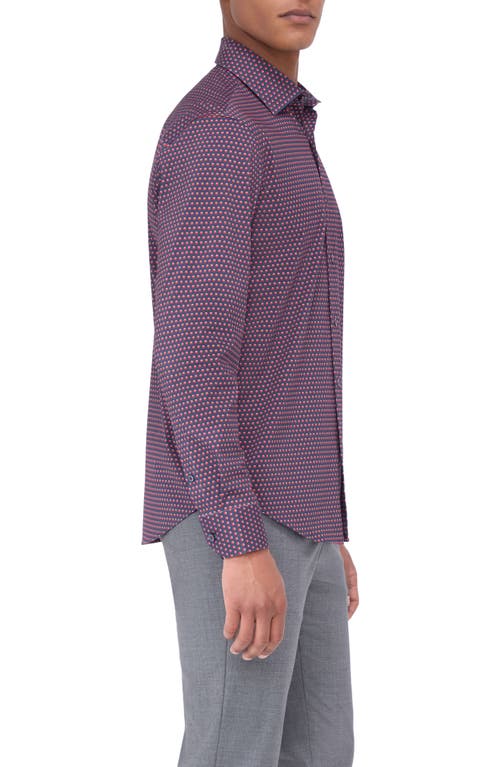 Bugatchi James Ooohcotton® Dot Button-up Shirt In Ruby