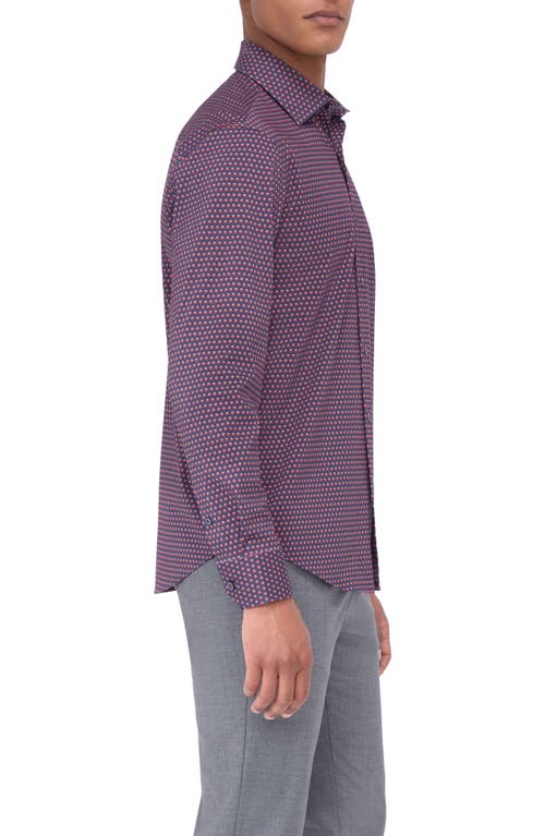 Shop Bugatchi James Ooohcotton® Dot Button-up Shirt In Ruby