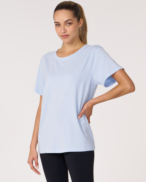 Shop Rebody Active Rebody Essentials Oversized Short Sleeve Top In Baby Blue