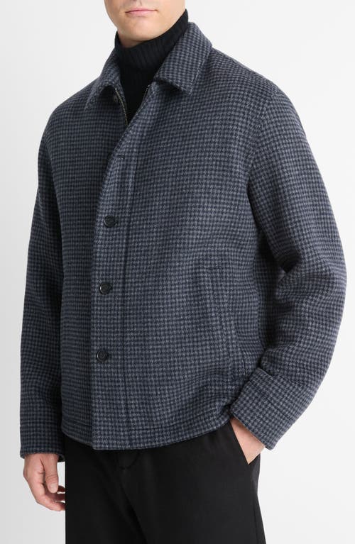 Shop Vince Houndstooth Wool Blend Deck Jacket In Coastal/grey