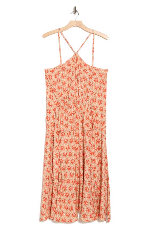 Joie Sloane Floral Midi Halter Dress In Vibrant Red Multi