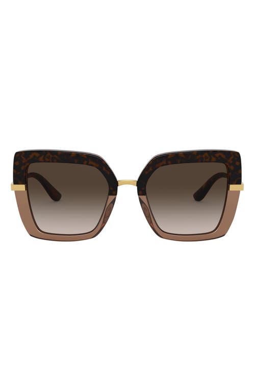 Shop Dolce & Gabbana Dolce&gabbana 52mm Square Sunglasses In Top Havana/brown Grad