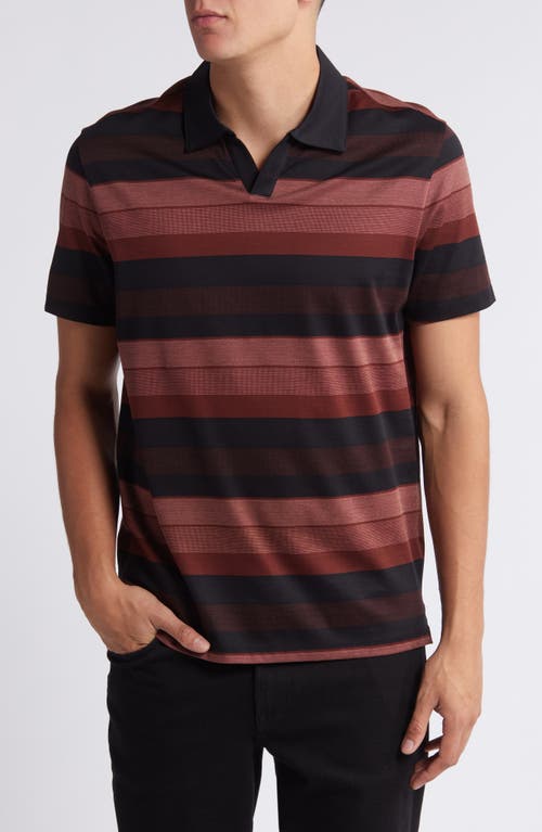 Shop Robert Barakett Fincastle Stripe Johnny Collar Polo In Cabernet