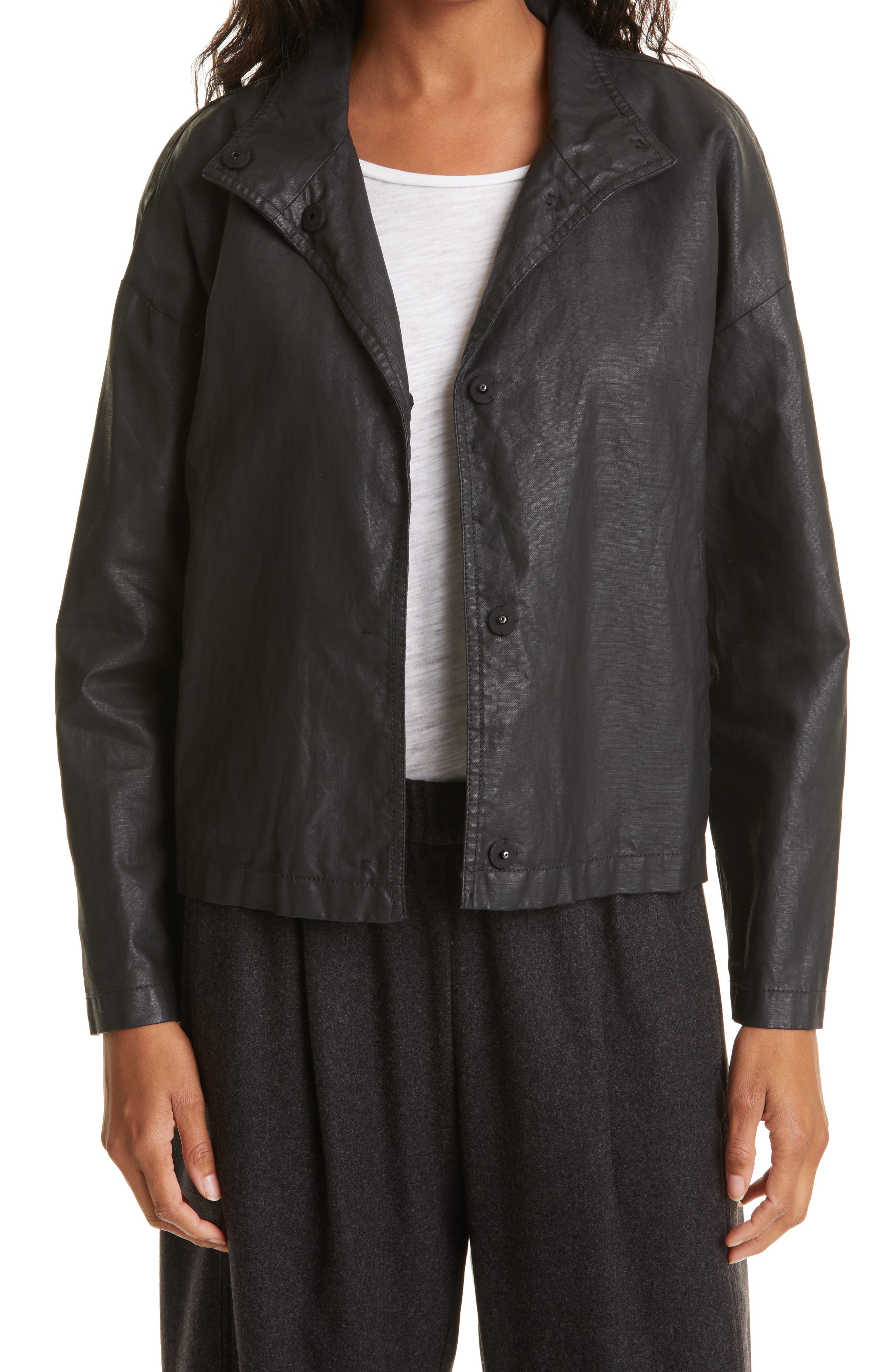 eileen fisher leather jacket