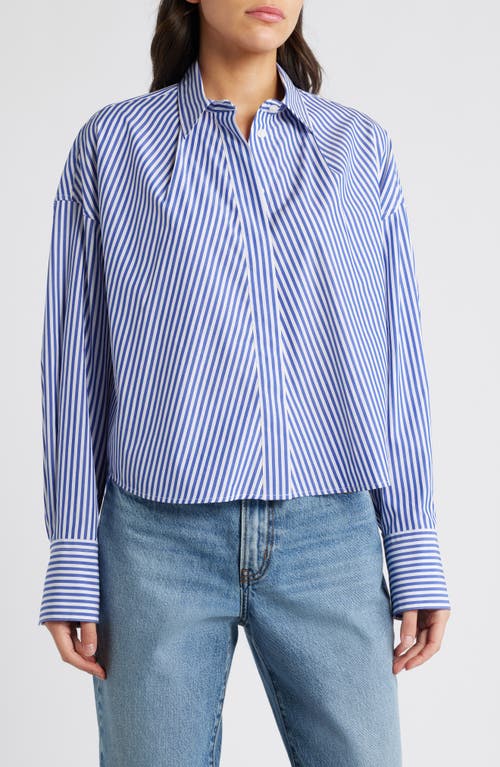 Rag & Bone Martha Stripe Cotton Button-up Shirt In Blue Stripe