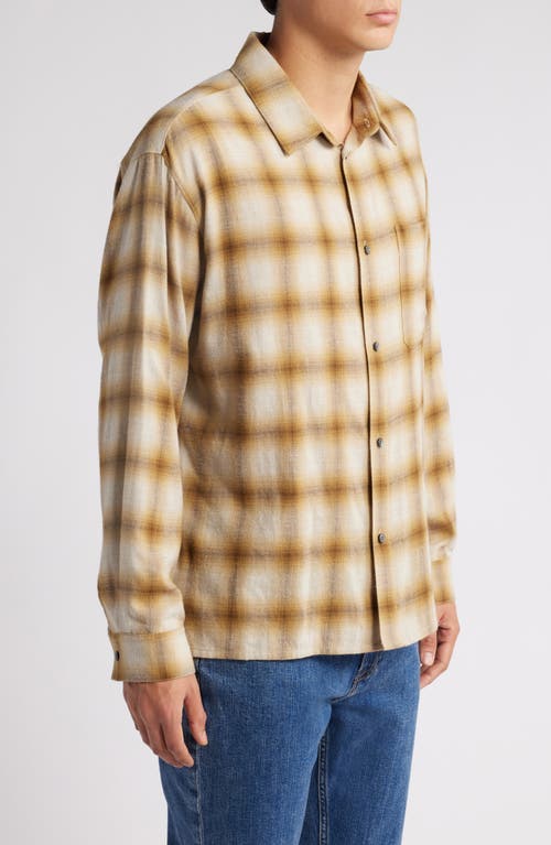 Shop Frame Lightweight Plaid Cotton & Wool Button-up Shirt In Tan Plaid