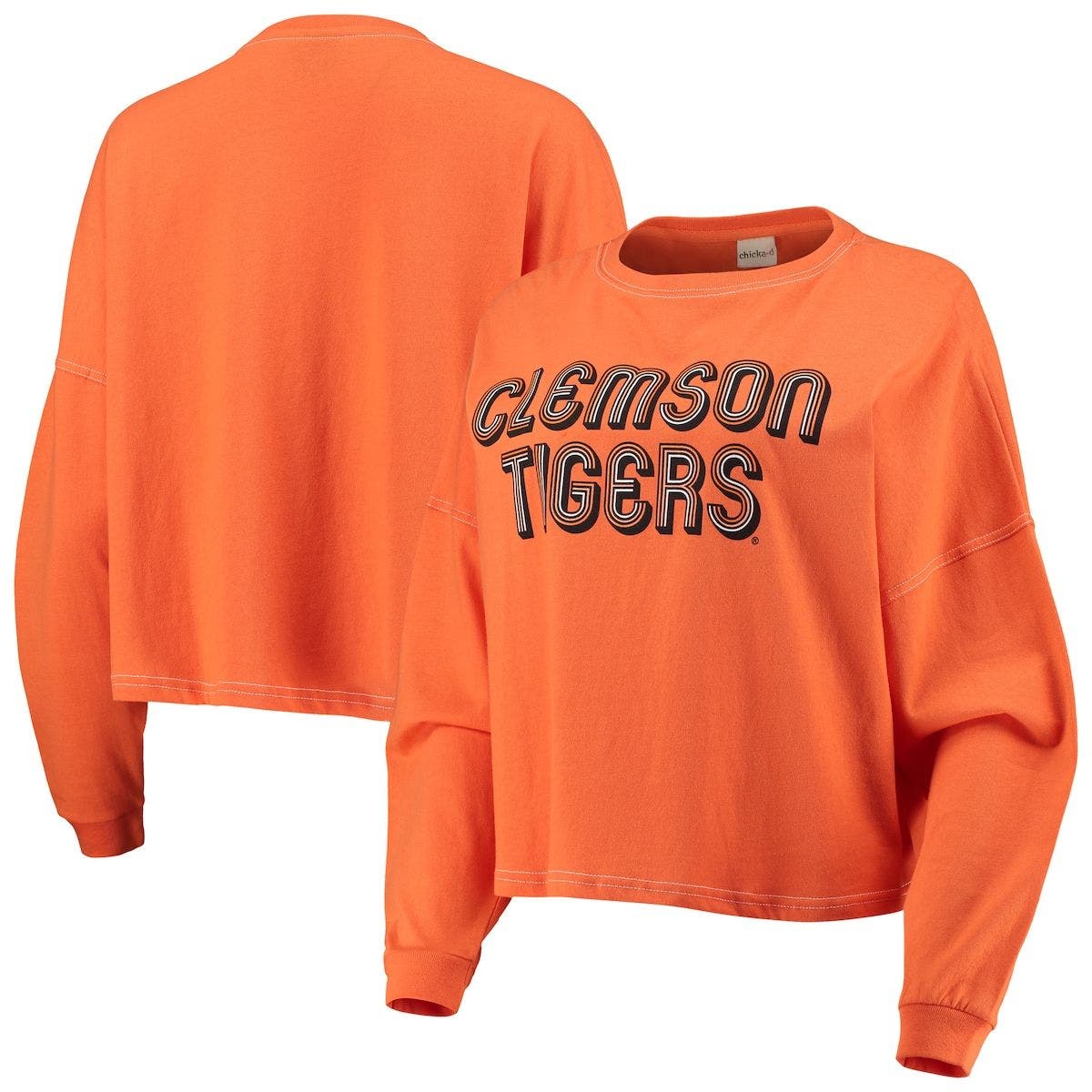 CHICKA-D Women's chicka-d Orange Clemson Tigers Vintage Jersey Boxy Big Long Sleeve T-Shirt at Nordstrom