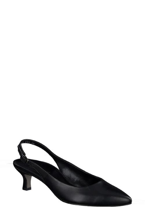Paul Green Rio Slingback Pointed Toe Kitten Heel Pump in Black Leather
