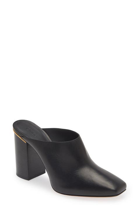 Black mule shoes heels best sale