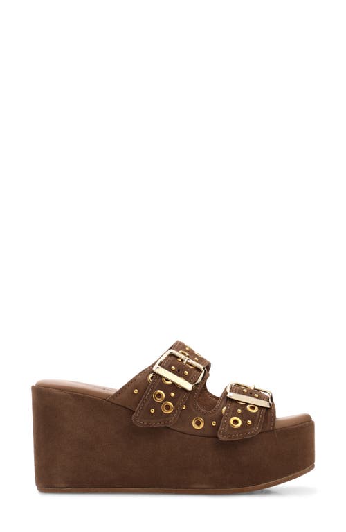 Cordani Jayne Platform Wedge Slide Sandal In Crosta Fango