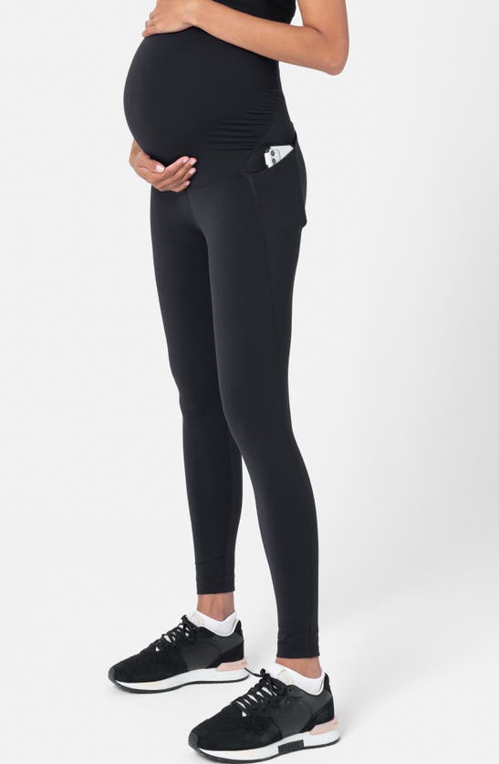 Shop Seraphine Back Support Active Maternity Pocket Leggings In Black