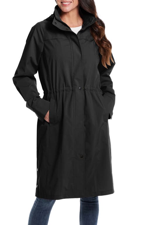 Water Resistant Raincoat with Removable Hood in Black