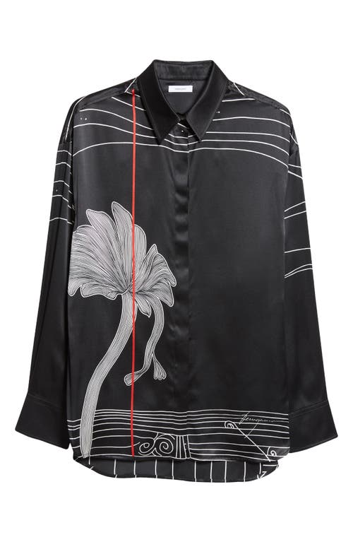 Shop Ferragamo Spirit Silk Button-up Shirt In Nero