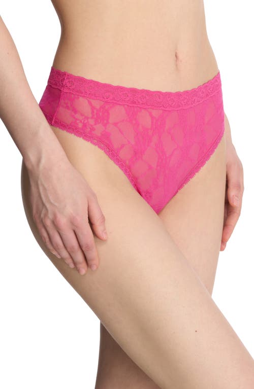 Shop Natori Bliss Allure Lace Thong In Raspberry Glaze