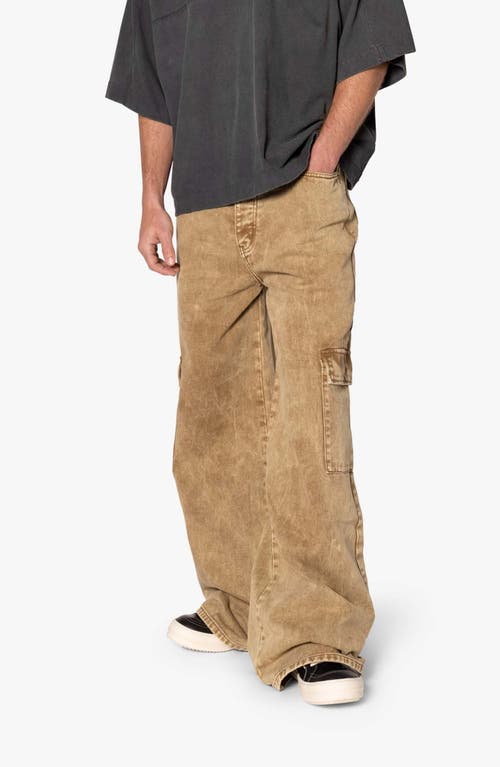 Mnml Void Baggy Denim Cargo Pants In Brown