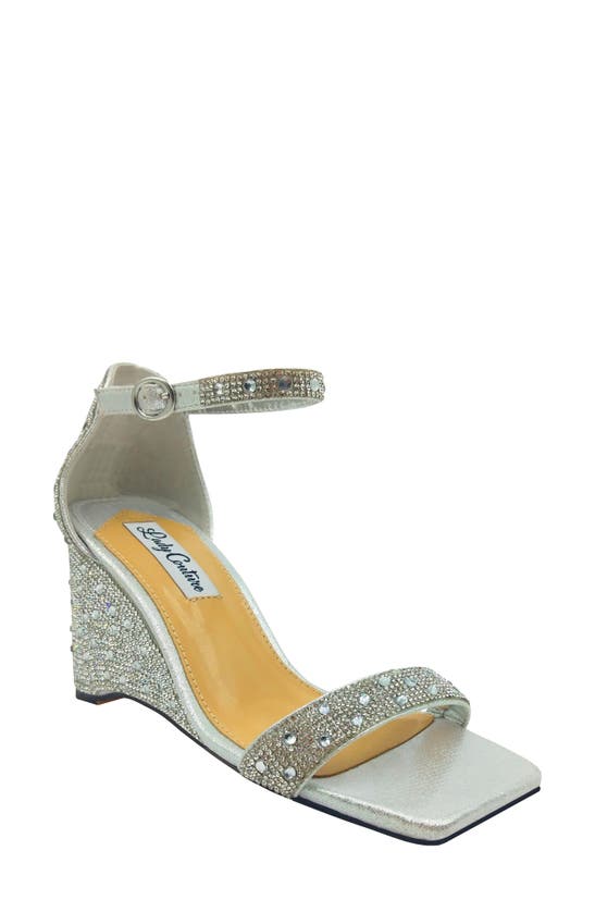 Shop Lady Couture Kloe Crystal Embellished Wedge Sandal In Silver