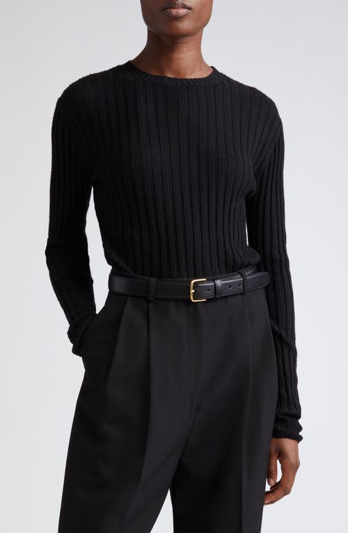 TOTEME Merino Wool Blend Rib Sweater Black at Nordstrom,