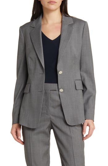 Hugo Boss Jabielle Pinstripe Virgin Wool Blazer In Mini Pinstripe Suiting