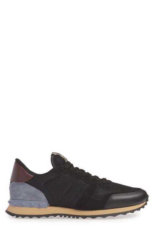Shop Valentino Garavani Nylon Rockrunner Sneaker In Black/grey