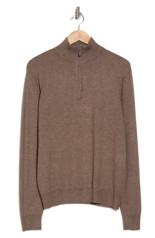 Tom Baine Solid Quarter Zip Pullover In Brown