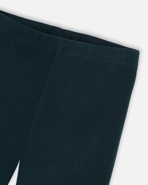 Shop Deux Par Deux Baby Girl's Rib Leggings Dark Emerald In Onion Blue