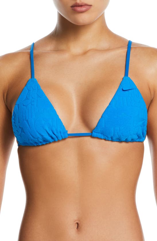 Shop Nike Retro Flow Triangle Bikini Top In Photo Blue