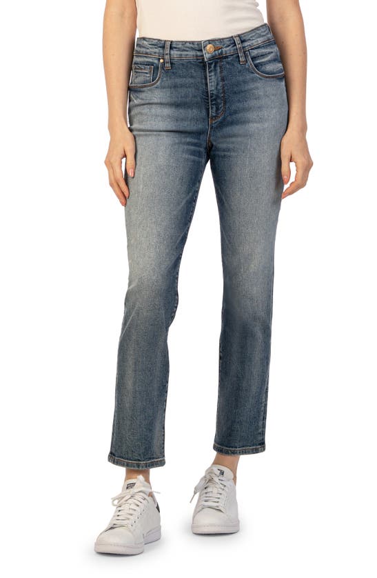 Shop Kut From The Kloth Reese Fab Ab High Waist Ankle Slim Straight Leg Jeans In Taught W/ Med