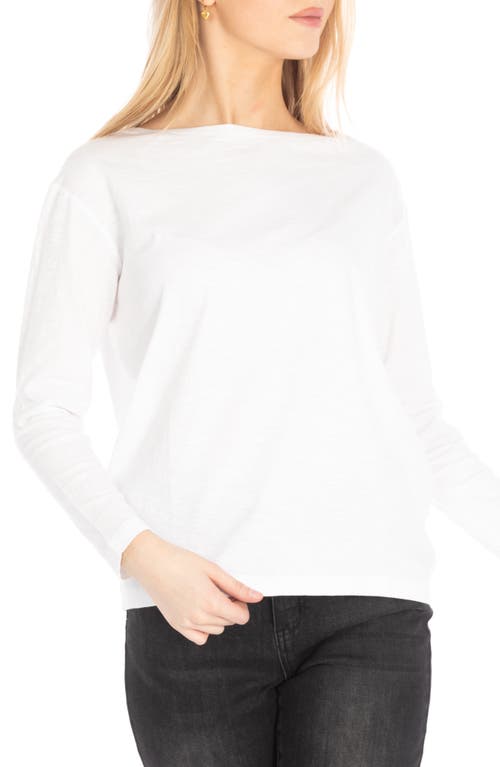 Relaxed Fit Long Sleeve Cotton T-Shirt in White