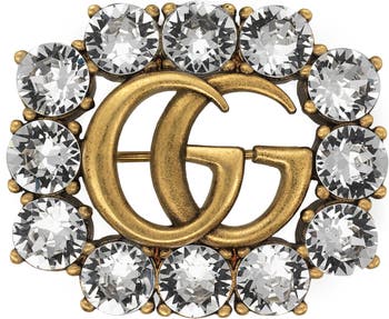Gucci Double-G Brooch with Crystals