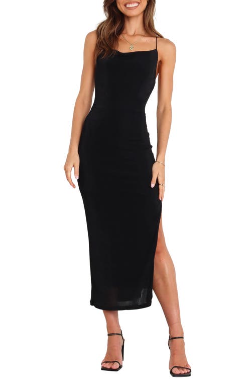 Petal & Pup Dixie Cowl Neck Midi Cocktail Dress Black at Nordstrom,