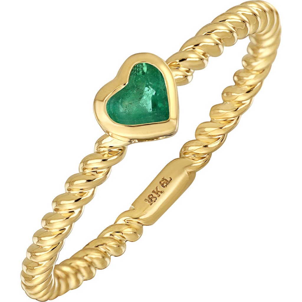 Bony Levy El Mar Emerald Heart Ring In 18k Yellow Gold
