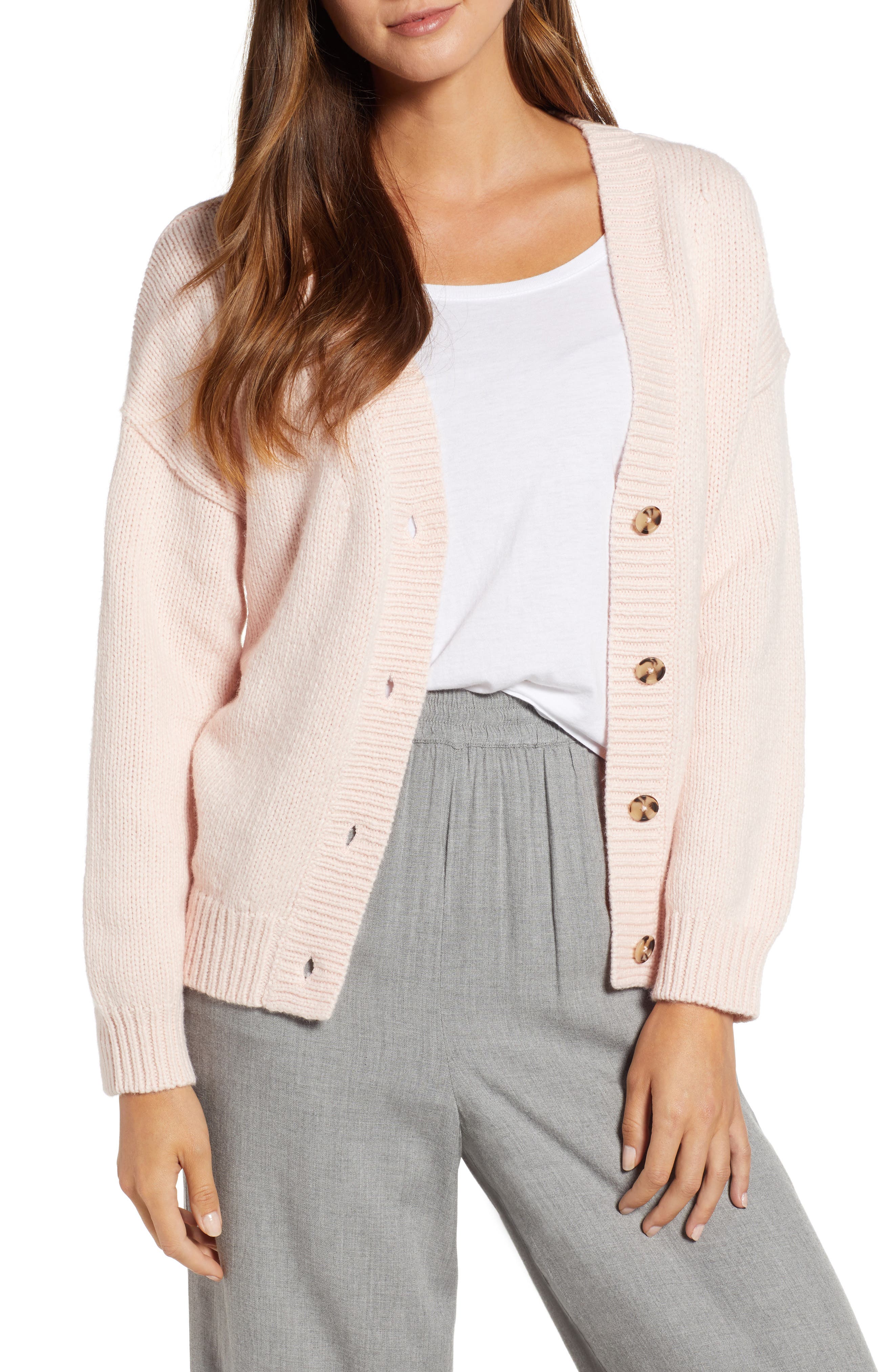Lou & Grey Abbreviated Boyfriend Cardigan Nordstrom