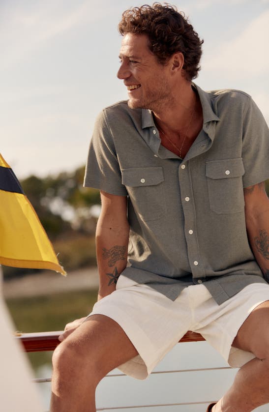 Billy Reid Short Sleeve Hemp Cotton Knit Shirt In Washed Grey