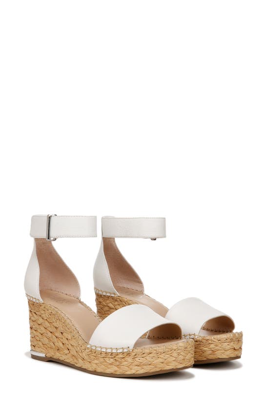 Shop Franco Sarto Clemens Ankle Strap Platform Wedge Sandal In White Raffia