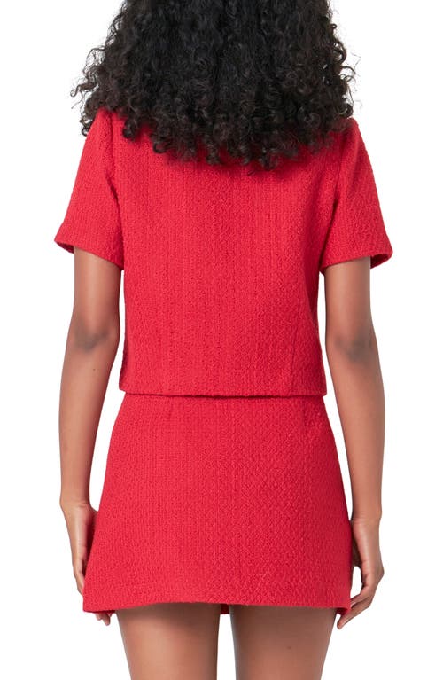ENDLESS ROSE ENDLESS ROSE BUTTON FRONT TWEED CROP TOP 