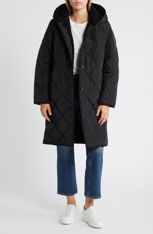 LUCKY BRAND LUCKY BRAND COZY DIAMOND QUILTED FAUX SHEARLING LINED COAT 