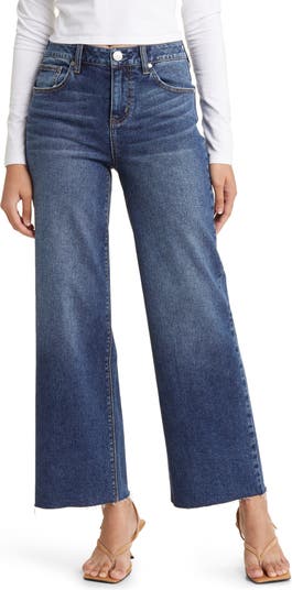 1822 Denim High Waist Raw Hem Wide Leg Jeans | Nordstrom