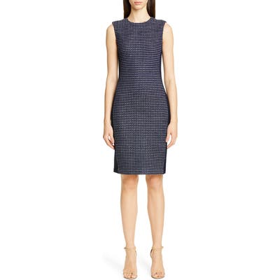 St. John Collection Dotted Inlay Tweed Knit Dress, Blue