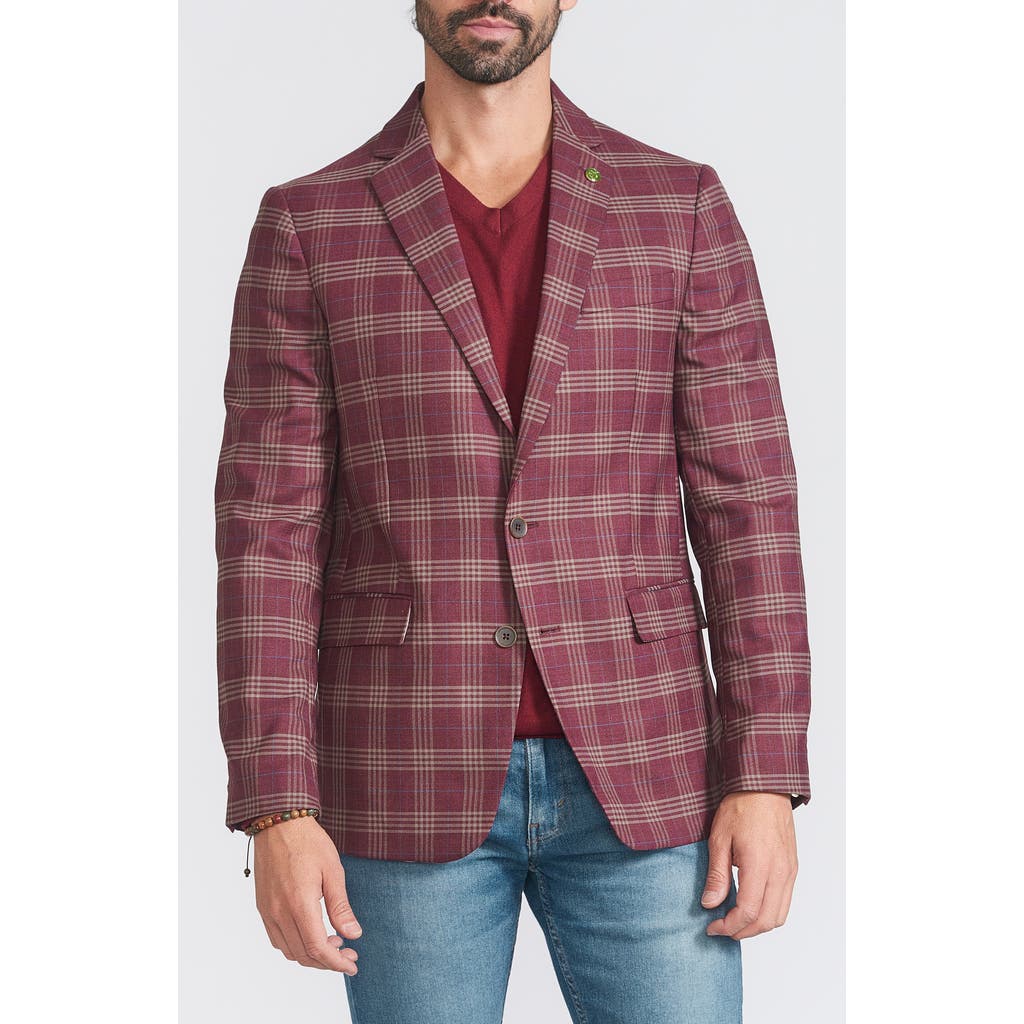 Cricketeer Plaid Print Wool Blend Sport Coat In Rust