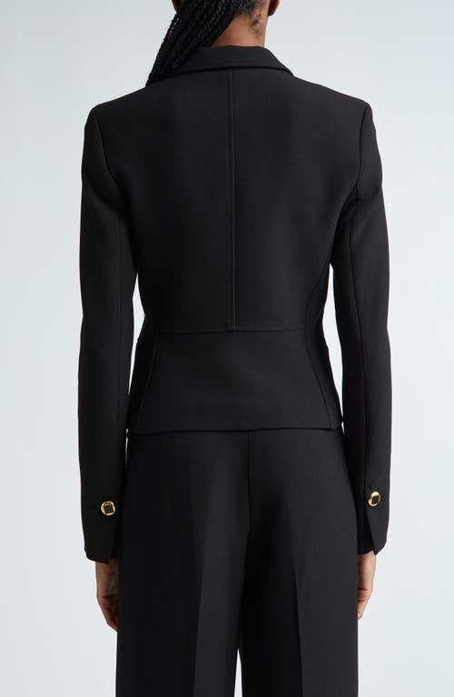 Shop St John St. John Collection Double Breasted Stretch Crepe Crop Jacket In Black