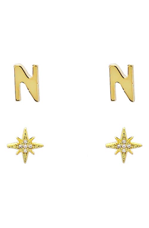 Panacea Initial Starburst Set of 2 Stud Earrings in Gold-N at Nordstrom