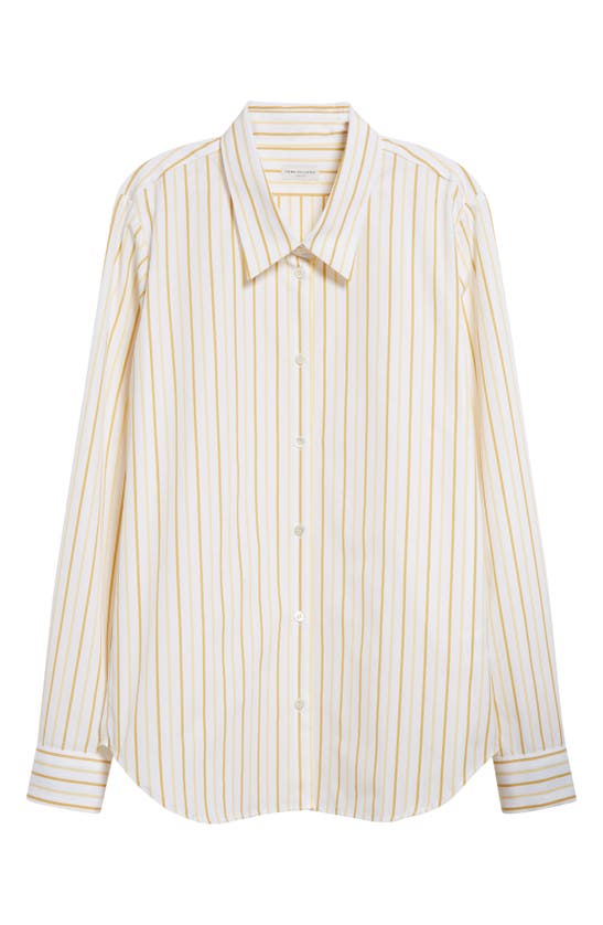 Shop Dries Van Noten Celina Stripe Cotton Button-up Shirt In Yellow
