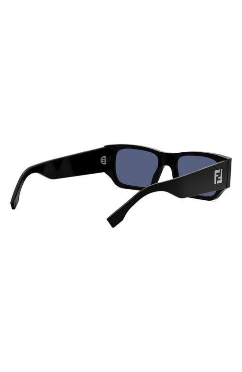 Shop Fendi Ff Squared 54mm Rectangular Sunglasses In Shiny Black/blue