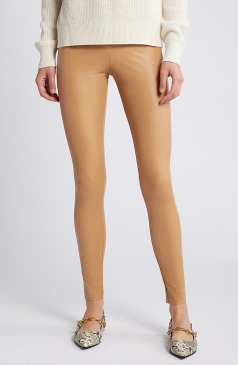 Women s Beige Leather Faux Leather Pants Leggings Nordstrom