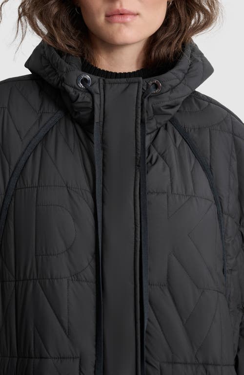 Shop Dkny Oversize Quilted Hooded Cape In Black