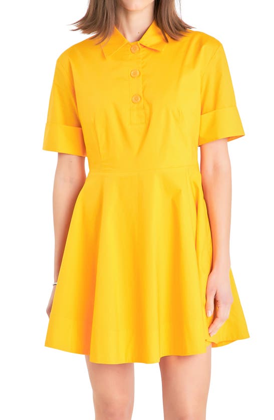 Shop English Factory Short Sleeve Cotton Shirtdress In Orange