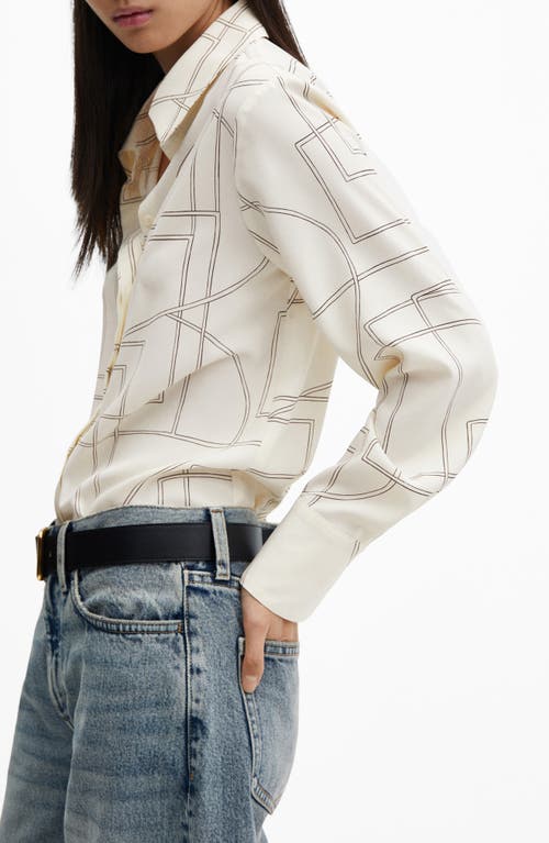 Mango Regular Fit Flowy Button-up Shirt In Lines Ivory