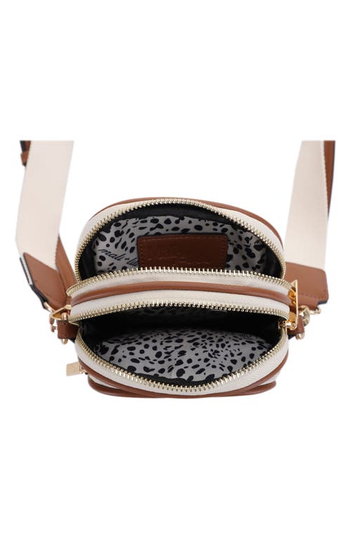 Mali + Lili Josephine Canvas & Vegan Leather Crossbody Bag In Beige/cognac