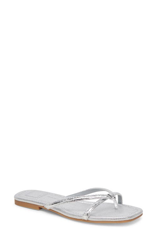 Lucca Flip Flop in Silver Distressed Leather